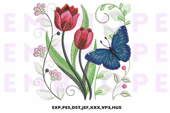Flowers with Butterfly and Tulips Embroidery Review